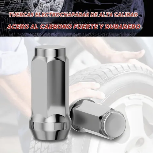 Vista 4 de 24 piezas de tuercas de rueda M14x1.5 para Silverado Suburban Sierra 1500 Tahoe Yukon Escalade ESV, tuercas de rueda de bellota de bulto de extremo