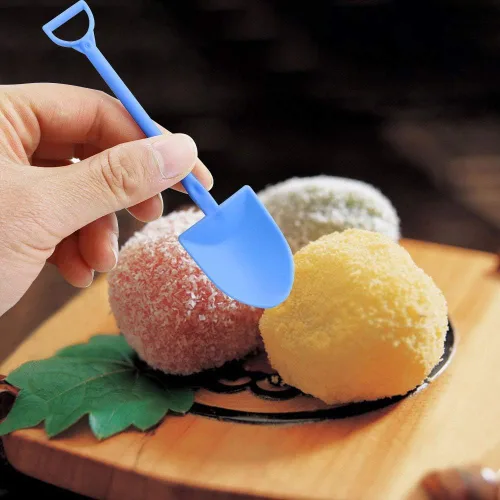 Vista 6 de 100 cucharas coloridas con forma de pala, cuchara desechable de plástico para helado, postre, yogur, azúcar (4.8 pulgadas, color mixto)