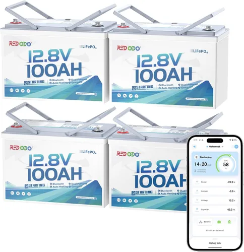 Vista 22 de Redodo - Batería de ciclos profundos LiFePO4 de 12 V y 100 Ah