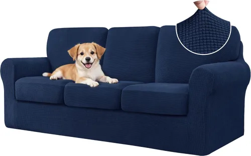 Vista 54 de CHUN YI Fundas para sofá de 7 piezas, lavables, fundas elásticas para sofá de 3 cojines con respaldo y fundas de cojín separados, protector