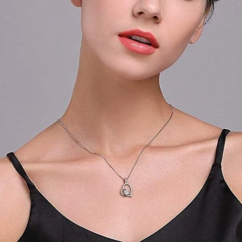 Vista 2 de Aprilery Locket Necklaces for Women, Dainty Initial Pearl Crystal Heart Pendant Necklaces Silver Chain Costume Jewelry for Teen Girls Gifts for Her