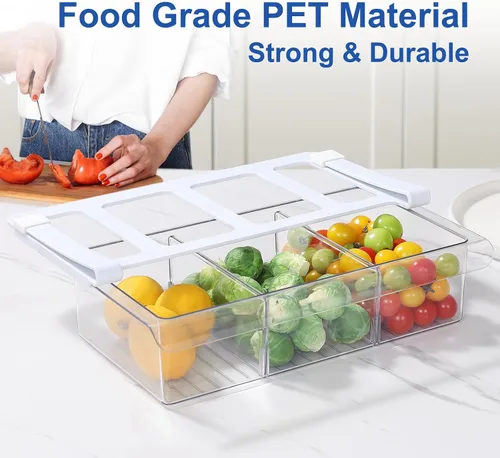 Vista 7 de Organizador extraíble de cajones para refrigerador, contenedores de almacenamiento debajo del estante para organización de refrigerador para frutas