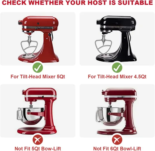 Vista 2 de Cofun Accesorio de paleta de acero inoxidable para mezclador KitchenAid, batidor plano para mezclador KitchenAid, se adapta a mezclador de cabeza