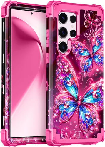 Vista 28 de Miqala Funda para Galaxy S23 FE 5G, brilla en la oscuridad, tres capas, resistente, a prueba de golpes, protección de cuerpo completo, parachoques