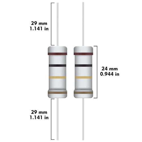 Vista 3 de Kit de resistencias de película de carbono de 5 W de 1 ohmio a 1M Ohm 25 valores Surtido de resistencias de 5 vatios y 5%