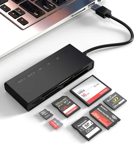 Vista 9 de Lector de tarjetas CFexpress tipo B 8 en 1 con 2 USB de 10 GB, USB 3.2 Gen2 10Gbps CF Express Reader hub para CFexpress tipo B/SD/TF/CF/XD/MS/USB