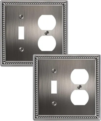 Vista 73 de Paquete de 2 cubiertas de placa de interruptor de luz de doble palanca, cubiertas decorativas de placa de doble interruptor Pearls, placa de pared