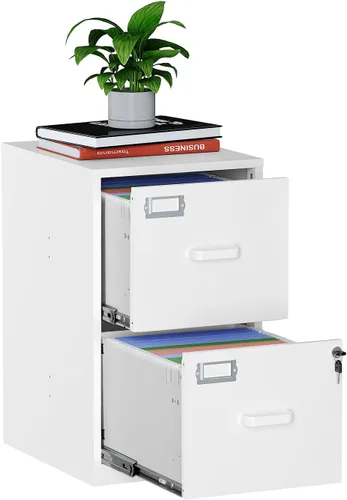 Vista 16 de MIIIKO - Archivador de metal con 3 cajones con ruedas, archivador móvil para debajo del escritorio de oficina en el hogar, archivadores totalmente