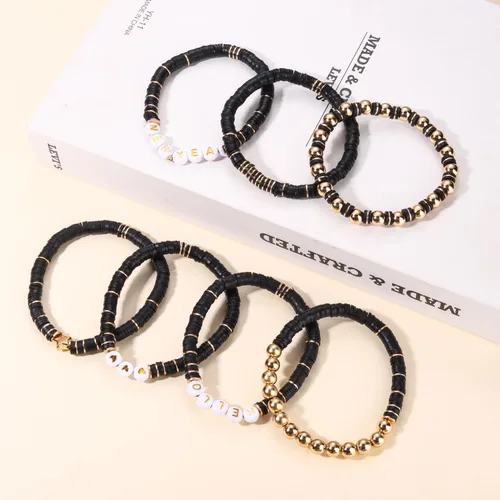 Vista 261 de Surfer Heishi - Pulseras apilables para mujer, apilables, de vinilo arcoíris, disco de arcilla, pulseras elásticas para la amistad, joyería bohemia