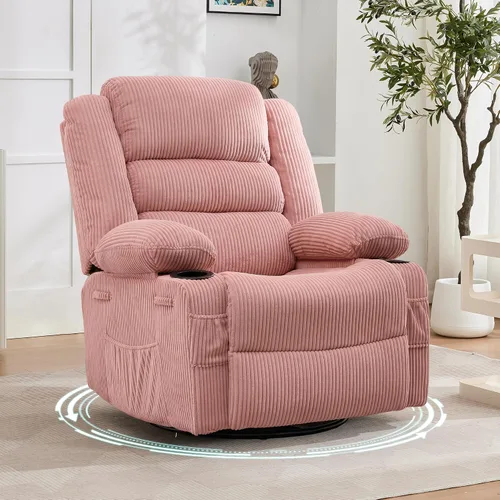 Vista 13 de Garvee Silla reclinable mecedora para adultos amplia giratoria de 360° Marrón