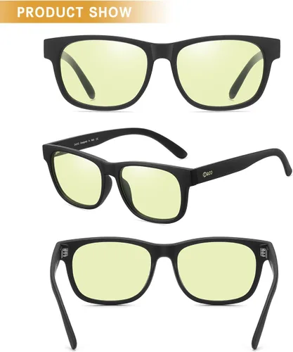 Vista 3 de DUCO Gafas de bloqueo de luz azul, gafas de gamer y gafas de juegos de computadora, Lente ámbar marco negro 2142