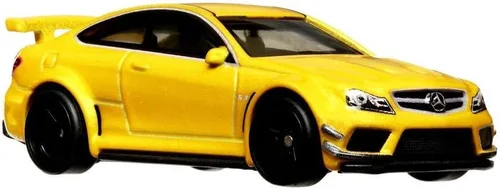 Vista 3 de Hot Wheels Serie Mercedes-Benz C63 AMG Coupé Black a escala 1/64, modelo de automóvil fundido a presión, naranja, mediano, 2023, más de 3 años
