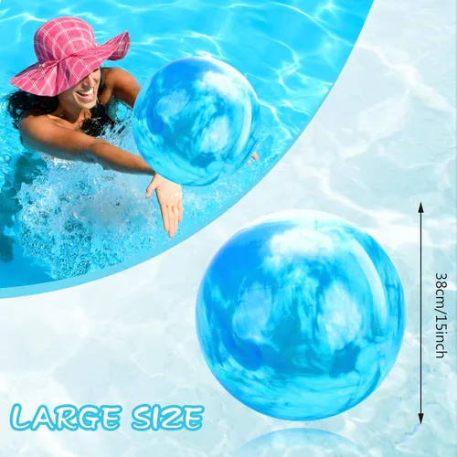 Vista 2 de Grevosea Pelota inflable grande de 15 pulgadas, pelota de playa, bola animosa marmoleada, bolas de rebote de nube colorida para adultos, mascotas