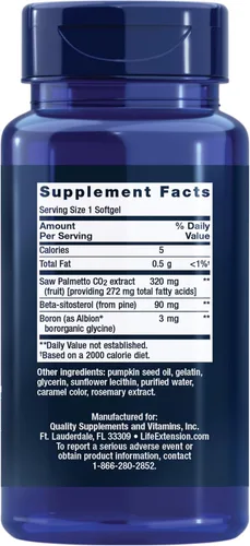 Vista 2 de Life Extension PalmettoGuard Saw Palmetto & Beta-Sitosterol – Apoya la función saludable de la próstata y la salud del metabolismo hormonal