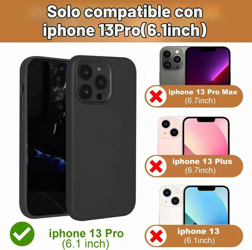 Vista 4 de Funda de cuero genuino para iPhone 13 Pro, cuero de grano completo, compatible con MagSafe y carga inalámbrica, bisel de la cámara con botones Negro