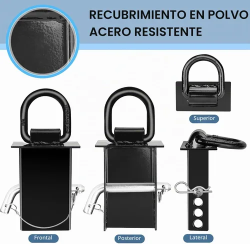 Vista 5 de Paquete de 6 anillos en D de bolsillo de estaca, anclajes de amarre resistentes para remolque, ajustables con cable antipérdida, 16200 libras