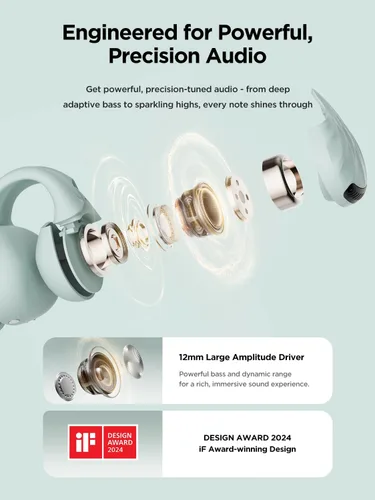 Vista 10 de HAKII Auriculares de oído abierto inalámbricos, auriculares Bluetooth 5.4 ergonómicos con clip Bluetooth con sonido estéreo/ANC, auriculares de oído