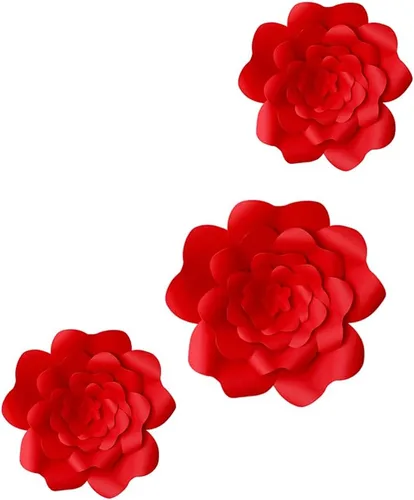 Vista 3 de N/C 3 piezas de flores de papel para fiesta, flores de papel para fondo de boda, decoración DIY hecha a mano para fondo de boda, decoración de pared