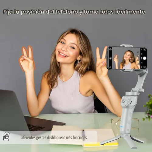 Vista 5 de Estabilizador de cardán de teléfono de 3 ejes con luz de llenado