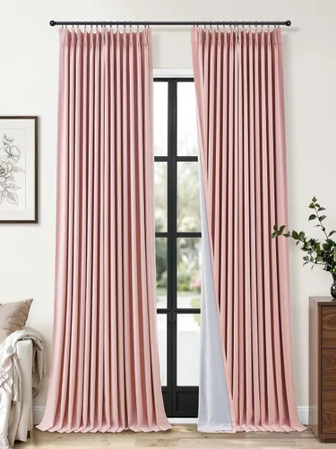 Vista 26 de Cortinas opacas plisadas de lino beige y blanco de 90 pulgadas de largo para dormitorio o sala de estar, juego de 2 paneles, oscurecimiento