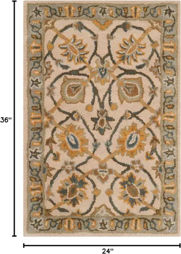 Vista 2 de SAFAVIEH Classic Collection - Alfombra decorativa de 2 x 3 pies, marfil y azul claro, hecho a mano, lana oriental tradicional, ideal para zonas