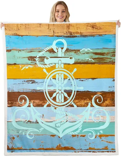 Vista 25 de Erosebridal Manta náutica de ancla, forro polar con brújula oceánica de 40 x 50 pulgadas para niños, niñas, adolescentes, adultos, decoración