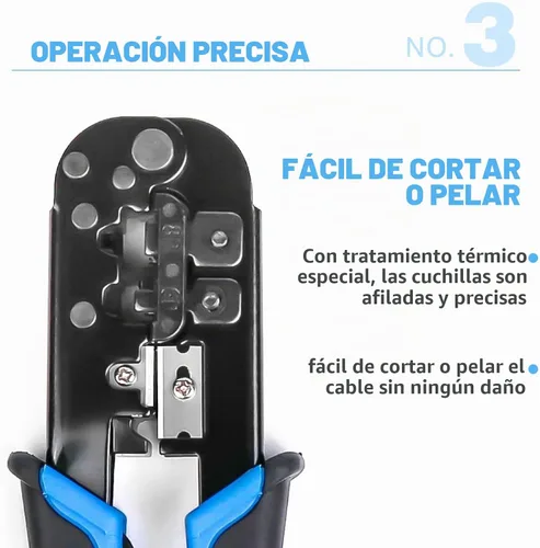 Vista 5 de Crimpadora de red, cortador pelacables - RJ11 RJ12 RJ45 6P6C/4C, 8P8C Conector Crimper Alicates, para cables de red y teléfono, herramientas