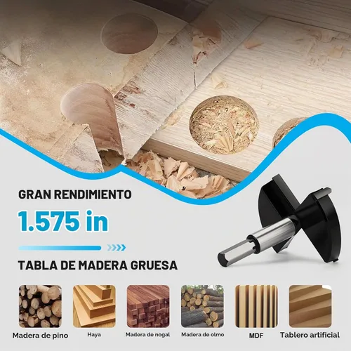 Vista 5 de Broca Forstner de 1 pulgada con punta de carburo para carpintería Bisagra Cortador
