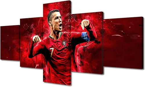 Vista 10 de TUMOVO Lienzo decorativo para pared, cuadro de Cristiano Ronaldo, cuadros de club de fútbol, impresiones en lienzo, póster de arte de pared, arte