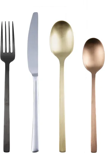 Vista 10 de Cambridge Silversmiths Beacon Juego de 20 piezas, servicio para 4, espejo de cobre/oro rosa