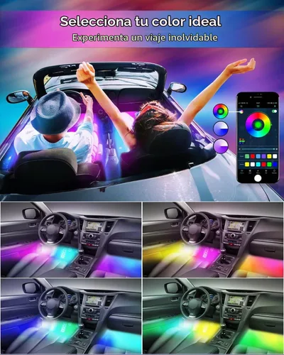 Vista 6 de YM E-Bright - Luces LED para interior de coche, 2 líneas RGBIC App Remote Music Sync App and remote control add multicolor music-sync lighting