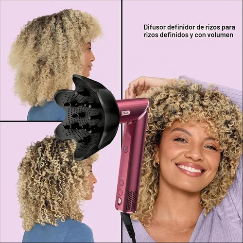 Vista 4 de Shark FlexStyle, sistema Air Multi-Styler y secado, cereza negra, HD457CR Sin daños por calor, un giro entre la secadora y el moldeador, 4 ajustes