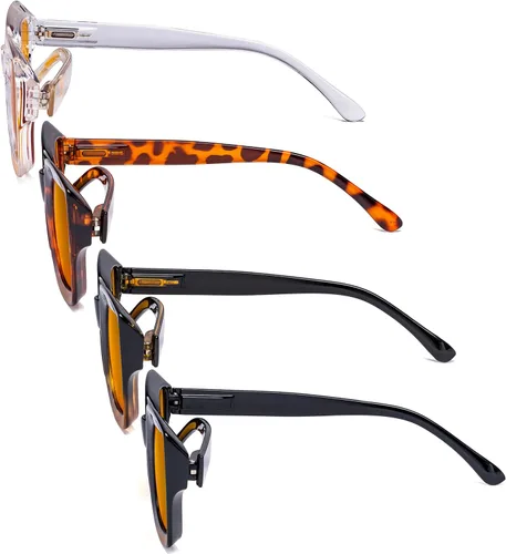 Vista 4 de Eyekepper Paquete de 4 lentes de lectura con bloqueo de luz azul, cuadrados de gran tamaño, para lectura de computadora, teñido de naranja, +0.50