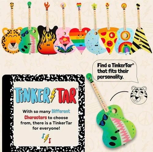 Vista 6 de TinkerTar - Guitarra Dinosaurio - La forma más fácil de comenzar y aprender a tocar la guitarra - Instrumento de juguete de 1 cuerda para niños