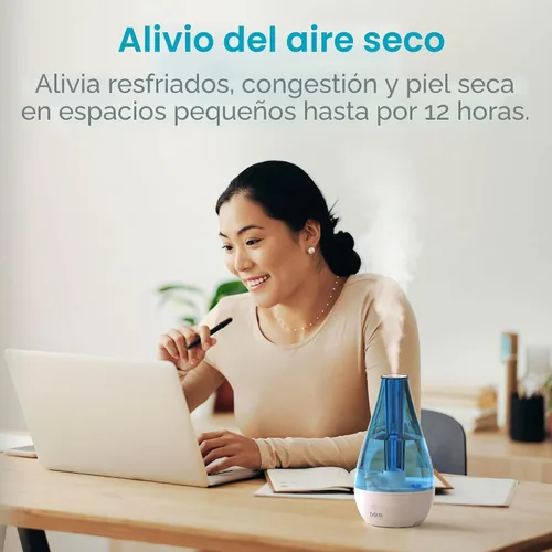 Vista 2 de Humidificador de vapor frío MistAire Studio, ultrasónico, para habitaciones pequeñas, unidad de humidificación portable, ideal para viajar