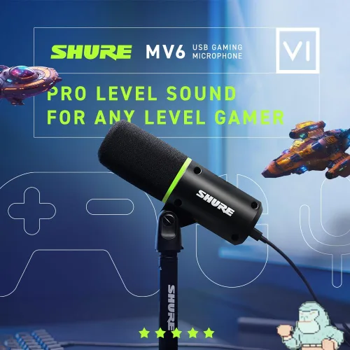 Vista 14 de Shure MV6 Micrófono para Juegos – Micrófono USB Dinámico para Juegos y Transmisiones de PC con Silencio táctil, Cancelación de Ruido, Soporte