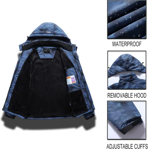 Vista 7 de Pooluly - Chaqueta impermeable de invierno, esquí, snowboard, para hombre, con capucha, rompevientos.