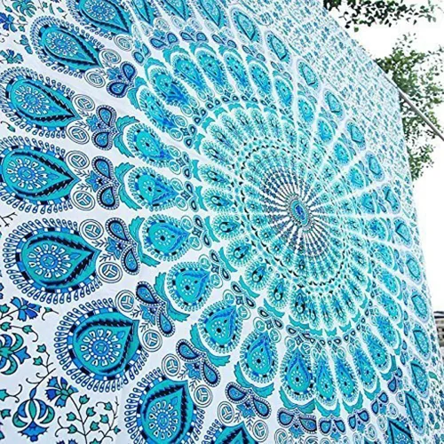 Vista 22 de Popular Handicrafts - Tapiz para colgar en la pared con diseño hippie de mandala bohemia, psicodélico, indio de pavo real, para meditación, gitano