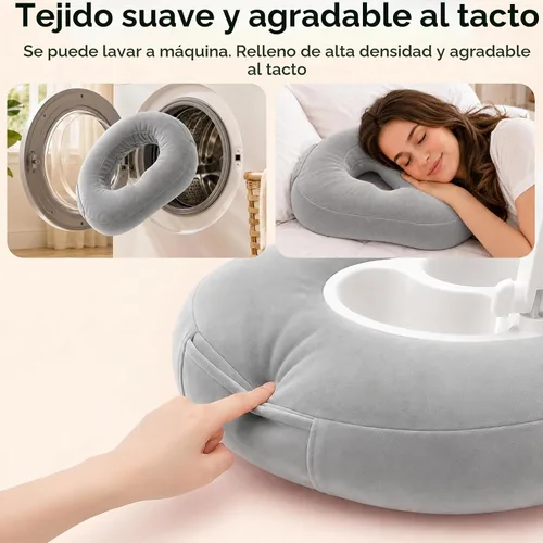 Vista 6 de Soporte de almohada para tableta para cama y sofá, soporte manos libres para Kindle y iPad con brazo ajustable de 360°, almohada de regazo suave