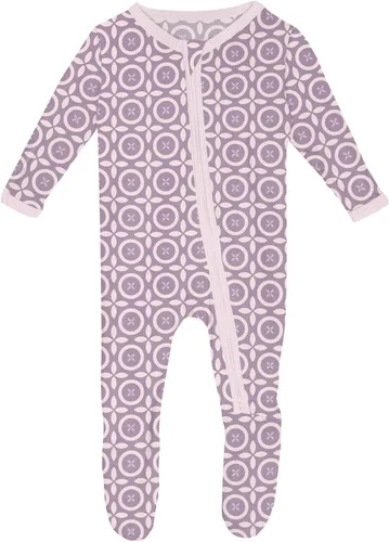 Vista 21 de KicKee Baby & Toddler - Pijama de viscosa ultrasuave de bambú con patas abatibles y puños