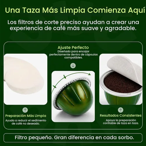 Vista 5 de My-Cap Filtros de papel para cápsulas de café para usar con tapas, cápsulas reutilizables para cafeteras de línea Vertuo, filtros de papel de café