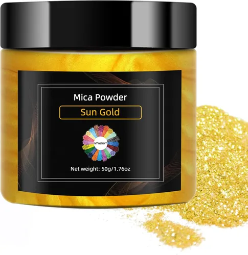 Vista 13 de Polvo de mica, pigmento de 30 colores, polvo de mica natural de grado cosmético brillante para resina epoxi/bombas de baño/vela/jabón, brillo