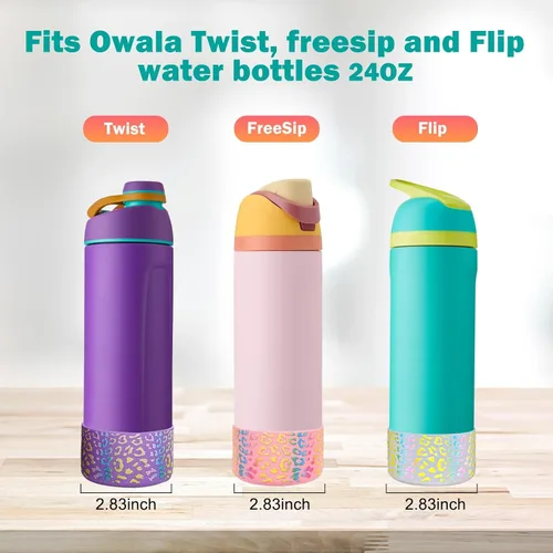 Vista 2 de WK IEASON 2 fundas de silicona para botella de agua Owala, base protectora para botella de agua Owala FreeSip Twist y Flip Flask accesorios para 3D
