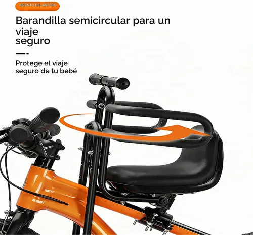 Vista 2 de Fediman Asiento infantil de bicicleta montado en la parte delantera para niños pequeños de 2 a 5 años, altura ajustable, ajuste universal