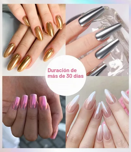 Vista 4 de Polvo de uñas cromado y perla - 【Efecto de hada】Polvo de uñas cromado rosa, blanco, aurora, amarillo, sirena, iridiscente, polvo cromado, espejo