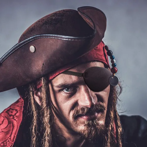 Vista 4 de CLISPEED Parche para ojos de pirata, 2 unidades, parches de calavera de un ojo negro, máscaras de ojos de capitán pirata de seda, para Halloween