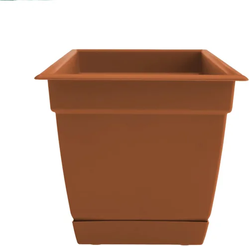 Vista 4 de Bloem Dayton Caja de Ventana Rectangular de Plástico Reciclado Terra Cotta de 24 pulgadas con Bandeja de Platillo para Jardinería Interior y Exterior