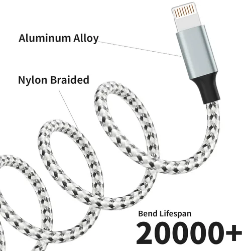 Vista 2 de Cable de carga múltiple (paquete de 2 de 4 pies), cable de carga múltiple de nailon trenzado para múltiples dispositivos, cable de carga 3 en 1