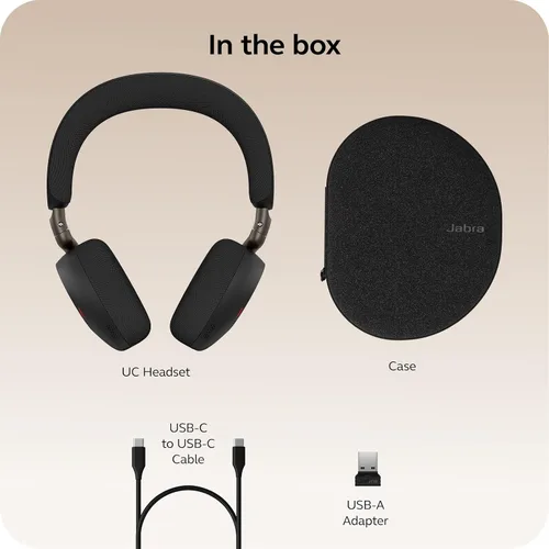 Vista 12 de Jabra Evolve3 75 Auriculares inalámbricos Bluetooth con micrófono para el trabajo, USB-A, tecnología de llamada de voz AI, cancelación activa