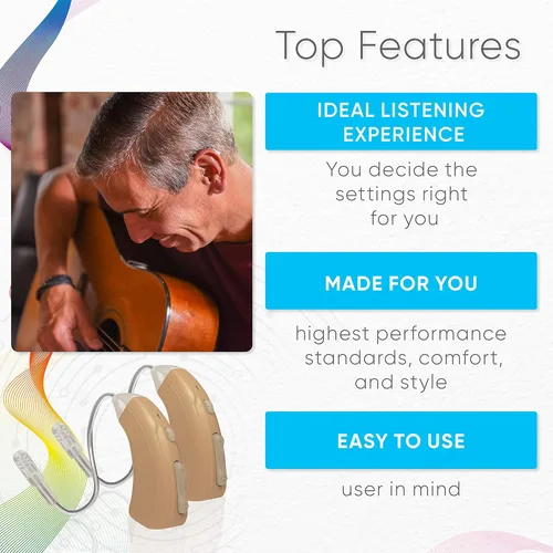 Vista 5 de Tweak Focus+T - Dispositivo de audífonos OTC con modos de escucha programados para control de volumen de sonido personal Con kit de accesorios